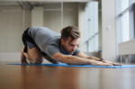 man doing pilates on mat
